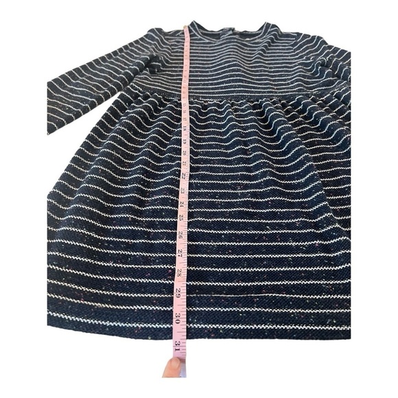 LOFT Striped Button Back Swing Dress in Navy Multi Color Specks & Metallic - Picture 8 of 15